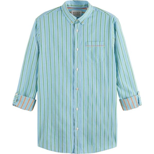 Scotch-Soda-overhemd-blauw-175700-6106-127663-1_jpg Ανδρικό Πουκάμισο SCOTCH AND SODA DOBBY STRIPE 175700 Γαλάζιο - Image 1