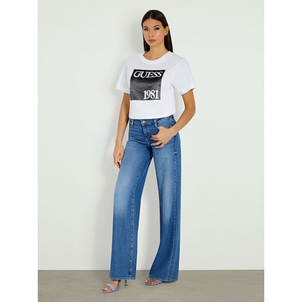 W4GI16I3Z14-G011-ALT1 Γυναικείο T-shirt με λογότυπο μπροστά Λευκό GUESS  W4GI16I3Z14-G011 - Image 2