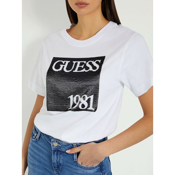 W4GI16I3Z14-G011-ALT3 Γυναικείο T-shirt με λογότυπο μπροστά Λευκό GUESS  W4GI16I3Z14-G011 - Image 4