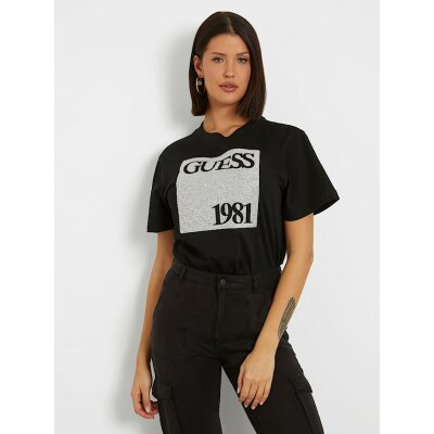 Γυναικείο T-shirt με λογότυπο μπροστά Μαύρο GUESS  W4GI16I3Z14-JBLK