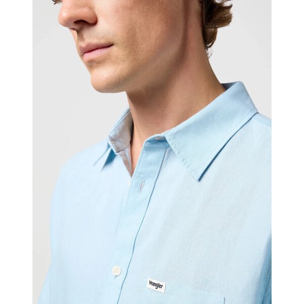 Ανδρικό Πουκάμισο Λινο WRANGLER 112352188 Γαλάζιο - Image 3