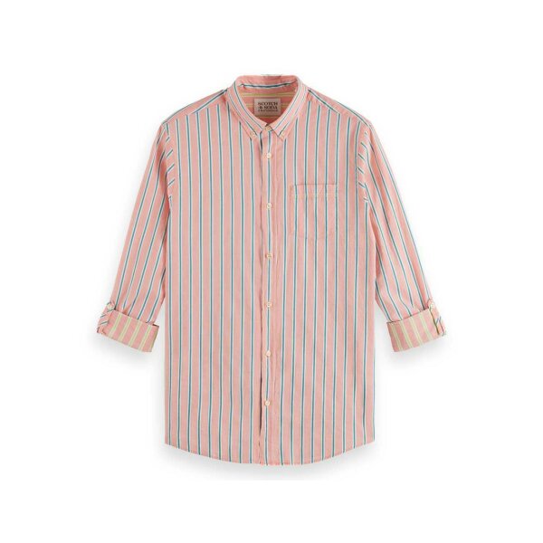 scotch-and-soda-dobby-stripe-roll-up-sleeves Ανδρικό Πουκάμισο SCOTCH AND SODA DOBBY STRIPE 175700 ΡΟΖ - Image 1