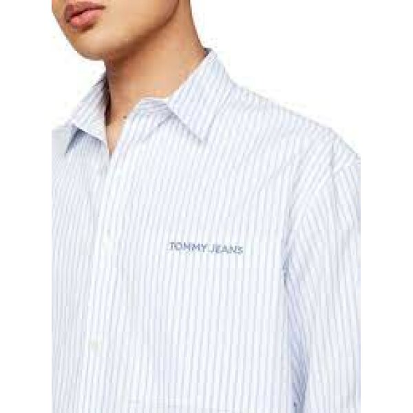 Ανδρικό Πουκάμισο TOMMY JEANS DM0DM18956 RLX CLASSIC Λευκό Γαλάζιο - Image 3