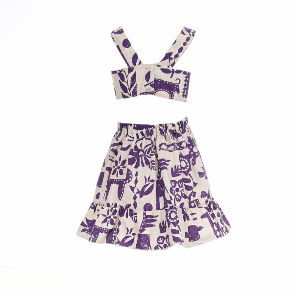 Παιδικό φόρεμα για κορίτσια M&B με τύπωμα έκρου μωβ 07-2329-00 - Image 2