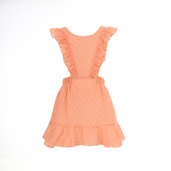 07-2453-00_1 Παιδικό φόρεμα για κορίτσια M&B κιπούρ με βολάν ροδακινί  07-2453-00 - Image 2