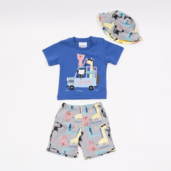 45053.24.1 Σετ γκρι βερμούδα/ρουά μπλούζα/καπέλο  ΑΓΟΡΙ 3Μ-24Μ 45053 - Image 1