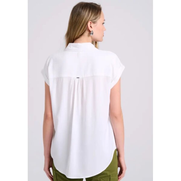 Γυναικείο μονόχρωμο πουκάμισο Λευκό FBL009-100-05 FUNKY BUDDHA - Image 4