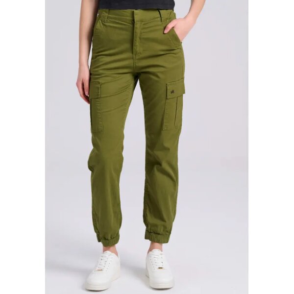 FBL009-101-02_OLIVE_BRANCH_1 Γυναικείο cargo παντελόνι με λάστιχο FBL009-101-02 FUNKY BUDDHA - Image 2