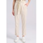 Γυναικείο cropped παντελόνι με ζώνη Εκρού FBL009-122-02 FUNKY BUDDHA - Image 2