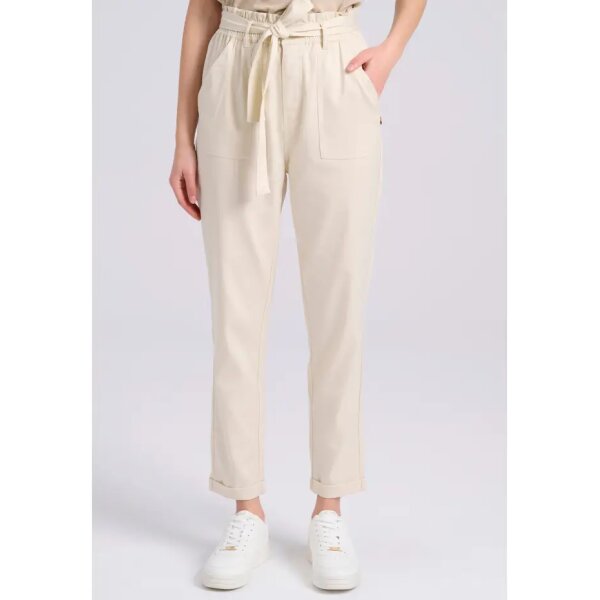 FBL009-122-02_CHALK_1 Γυναικείο cropped παντελόνι με ζώνη Εκρού FBL009-122-02 FUNKY BUDDHA - Image 2