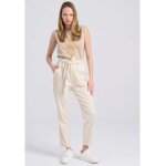 Γυναικείο cropped παντελόνι με ζώνη Εκρού FBL009-122-02 FUNKY BUDDHA