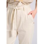 Γυναικείο cropped παντελόνι με ζώνη Εκρού FBL009-122-02 FUNKY BUDDHA - Image 3