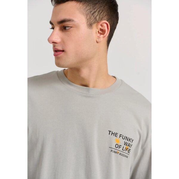 Ανδρική Μπλούζα FUNKY BUDDHA Relaxed fit FBM009-070-04 Γκρί - Image 4