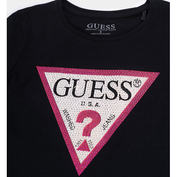 T-shirt με τριγωνικό λογότυπο Κορίτσι Μαύρο GUESS  J2YI51K6YW1-JBLK - Image 3