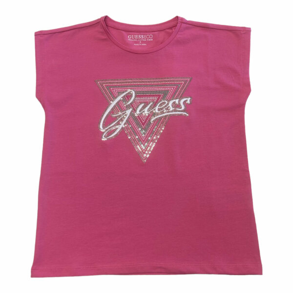 IMG-8020_1024x1024 Ελαστικό t-shirt με λογότυπο με παγιέτες Κορίτσι Φουξ GUESS  J4GI21K6YW4-G6M4 - Image 1