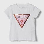 Μπλούζα με παγιέτες Guess με λογότυπο K4RI31K6YW1 λευκό