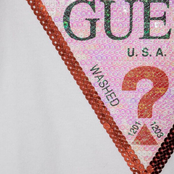 Μπλούζα με παγιέτες Guess με λογότυπο K4RI31K6YW1 λευκό - Image 3