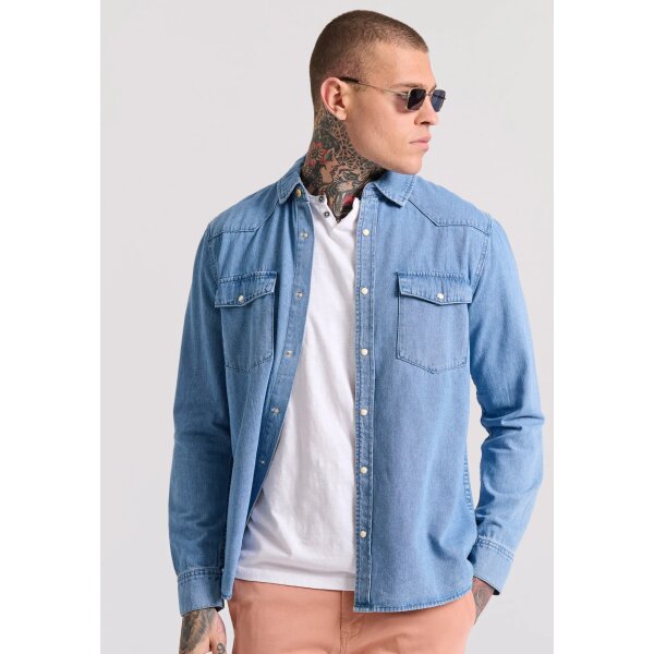 Ανδρικό Πουκάμισο Τζιν FUNKY BUDDHA FBM009-063-05 Μπλέ - Image 2