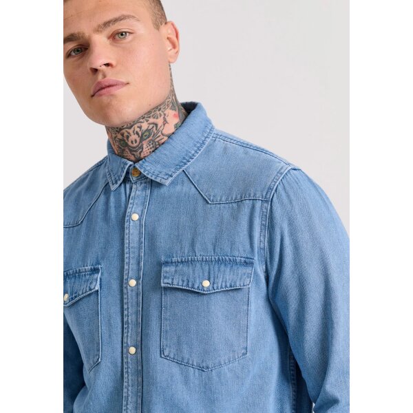 Ανδρικό Πουκάμισο Τζιν FUNKY BUDDHA FBM009-063-05 Μπλέ - Image 4