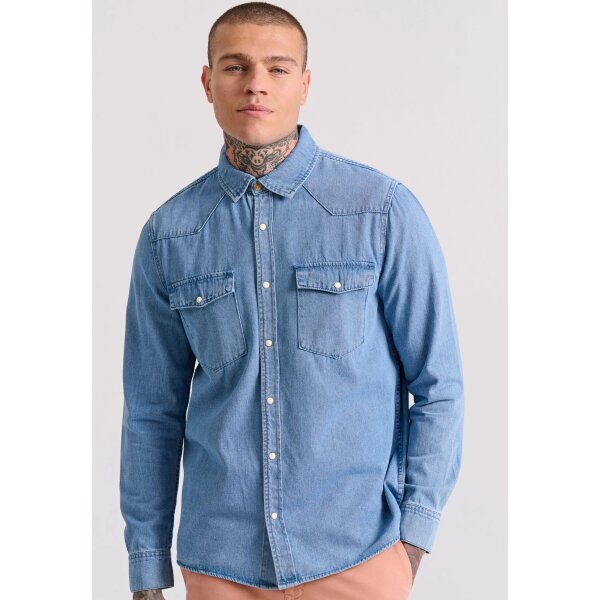 Ανδρικό Πουκάμισο Τζιν FUNKY BUDDHA FBM009-063-05 Μπλέ - Image 5