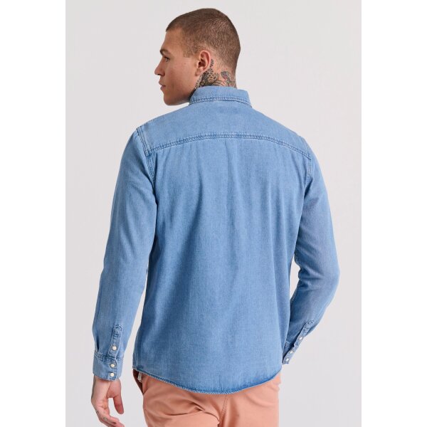 Ανδρικό Πουκάμισο Τζιν FUNKY BUDDHA FBM009-063-05 Μπλέ - Image 6