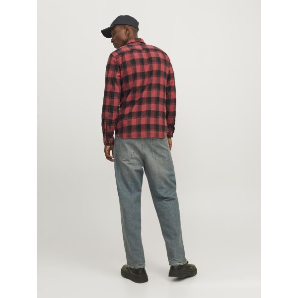 Ανδρικό Πουκάμισο Φανέλα Καρό  JACK & JONES 12258425 Κόκκινο Μαύρο - Image 4