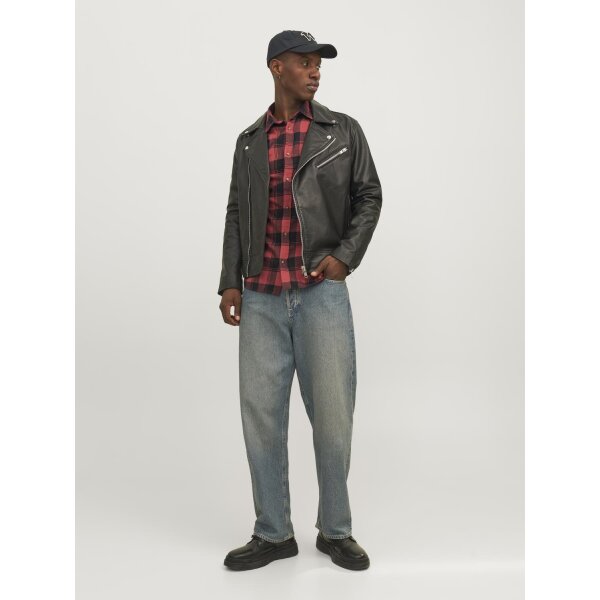 Ανδρικό Πουκάμισο Φανέλα Καρό  JACK & JONES 12258425 Κόκκινο Μαύρο - Image 5