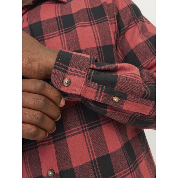 Ανδρικό Πουκάμισο Φανέλα Καρό  JACK & JONES 12258425 Κόκκινο Μαύρο - Image 7