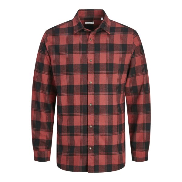 Ανδρικό Πουκάμισο Φανέλα Καρό  JACK & JONES 12258425 Κόκκινο Μαύρο - Image 1