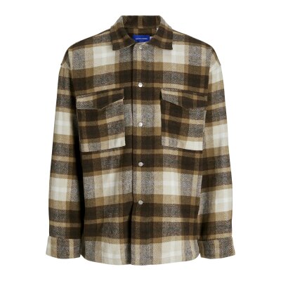 Ανδρικό Πουκάμισο Φανέλα OVERSHIRT JACK & JONES 12260658 Μπέζ Καφέ
