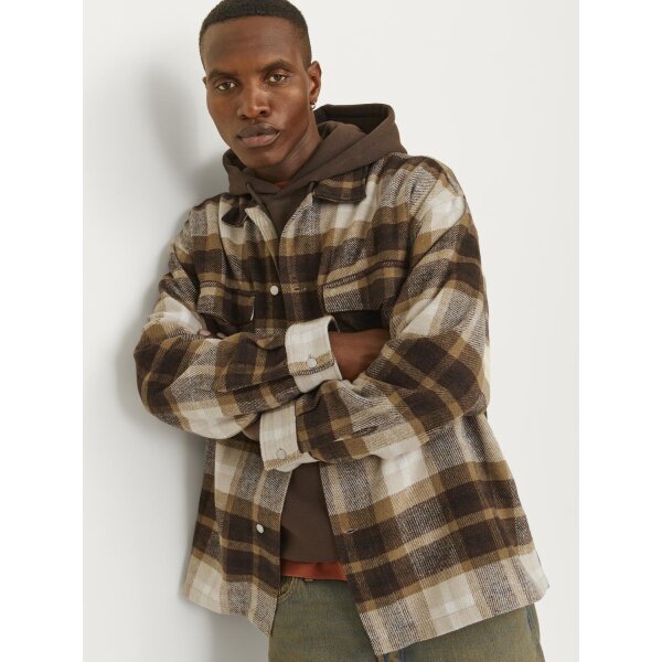 Ανδρικό Πουκάμισο Φανέλα OVERSHIRT  JACK & JONES 12260658 Μπέζ Καφέ - Image 6