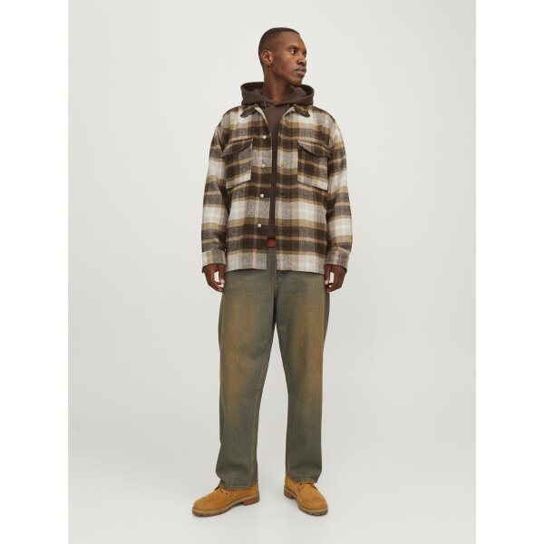 Ανδρικό Πουκάμισο Φανέλα OVERSHIRT  JACK & JONES 12260658 Μπέζ Καφέ - Image 7