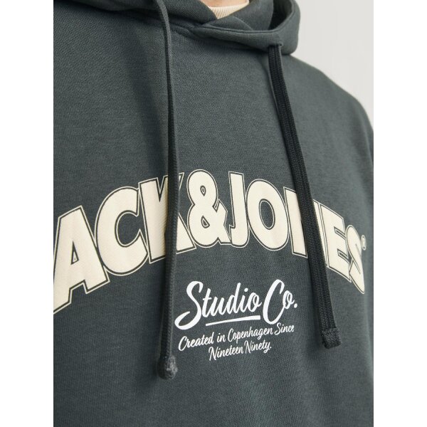 JORBRONX ARCH BIG SWEAT HOOD LN Ανδρική Φούτερ Μπλούζα JACK & JONES 12262919 Μαύρο Πράσινο - Image 3