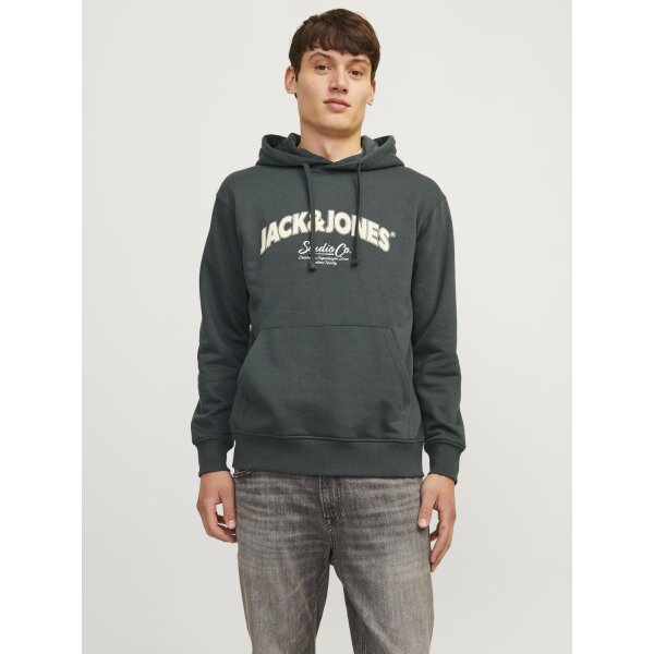 JORBRONX ARCH BIG SWEAT HOOD LN Ανδρική Φούτερ Μπλούζα JACK & JONES 12262919 Μαύρο Πράσινο - Image 4