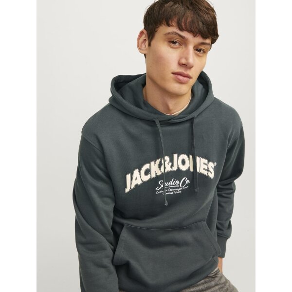JORBRONX ARCH BIG SWEAT HOOD LN Ανδρική Φούτερ Μπλούζα JACK & JONES 12262919 Μαύρο Πράσινο - Image 7