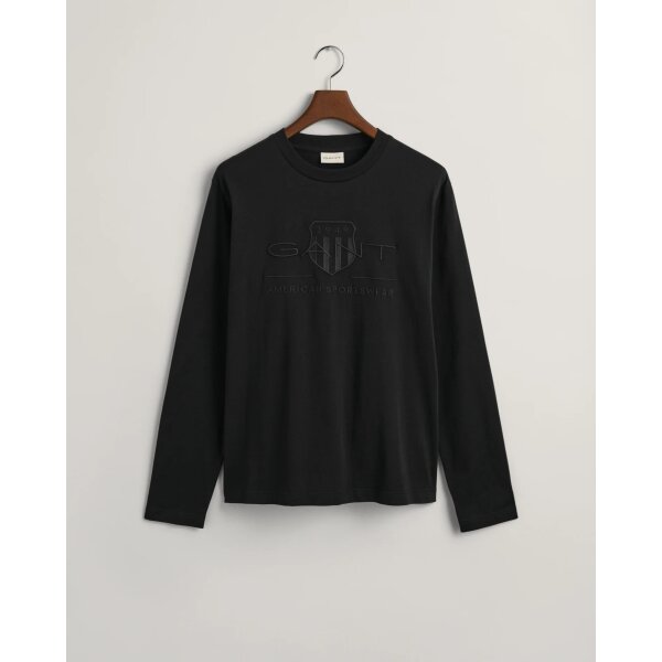 202303-2004041-005-flat-fv-1 Ανδρική Μπλούζα GANT REG TONAL SHIELD 2004041 Μαύρο - Image 1