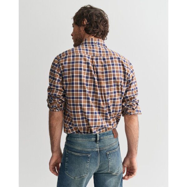 7325707770371_fc2 Ανδρικό Πουκάμισο GANT REG LIGHT TWILL CHECK 3240194 Καφέ - Image 3