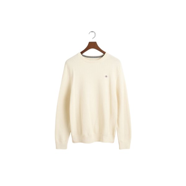 8030210-130-750x750 Ανδρικό Πλεκτό COTTON MICRO TEXTURED C-NECK 8030210 Εκρού - Image 1