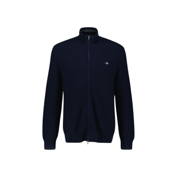 8030212-433-Navy-Blue--750x750 Ανδρική Ζακέτα Πλεκτή COTTON MICRO TEXTURED ZIP CARDIGAN 8030212 Μπλε - Image 1