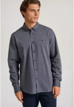 Ανδρικό Πουκάμισο FUNKY BUDDHA FBM010-001-05 Γκρί