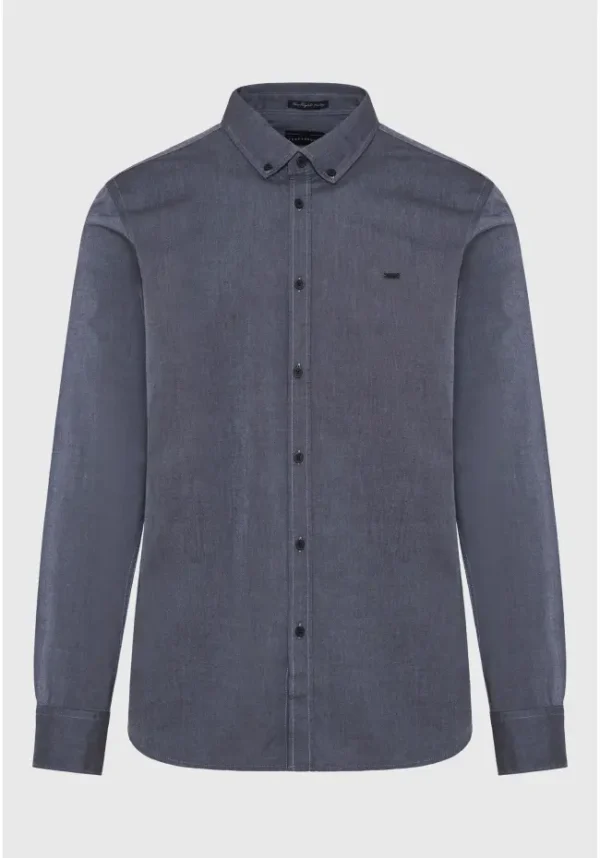 Ανδρικό Πουκάμισο FUNKY BUDDHA FBM010-001-05 Γκρί - Image 3