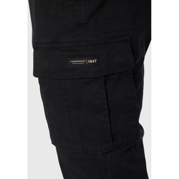 FBM010-002-02_BLACK_7 Ανδρικό Παντελόνι CARGO FYNKY BUDDHA FBM010-002-02 Μαύρο - Image 4