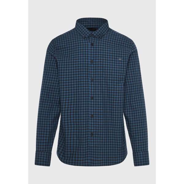 FBM010-003-05_INDIGO_6 Ανδρικό Πουκάμισο Καρό FUNKY BUDDHA FBM010-003-05 Μπλε - Image 1