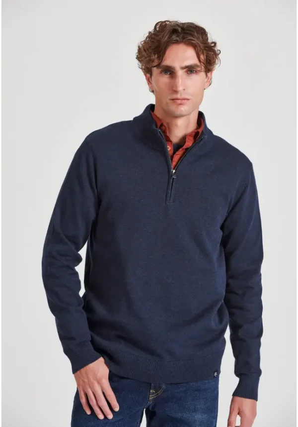 Ανδρικό Πλεκτό με Φερμουαρ FUNKY BUDDHA FBM010-003-09 Μπλε - Image 1