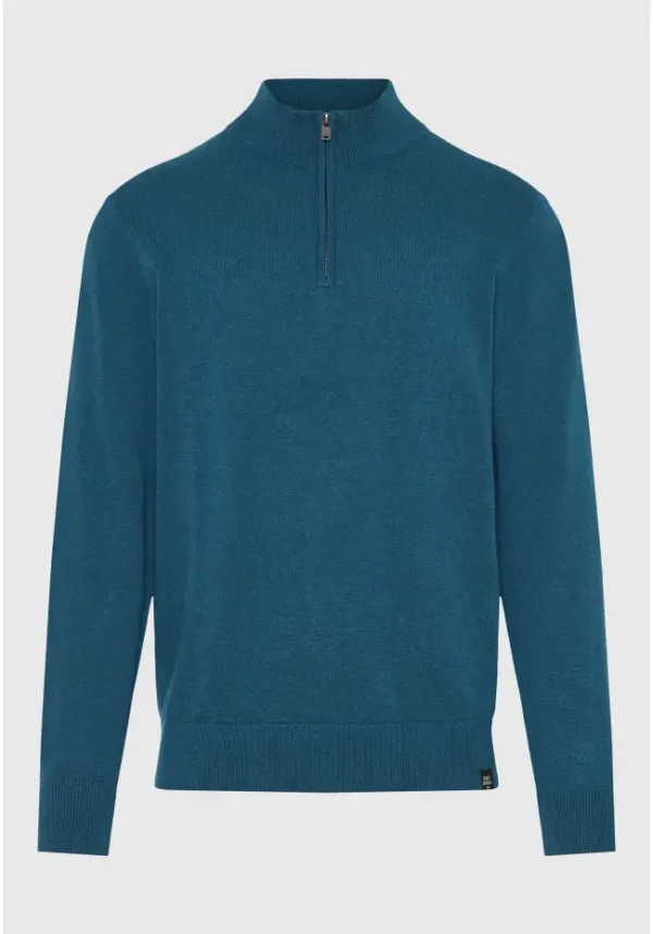 Ανδρικό Πλεκτό με Φερμουαρ FUNKY BUDDHA FBM010-003-09 Πετρόλ - Image 1