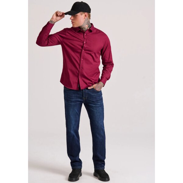 Ανδρικό Πουκάμισο  FUNKY BUDDHA FBM010-015-05 Μπορντώ - Image 3