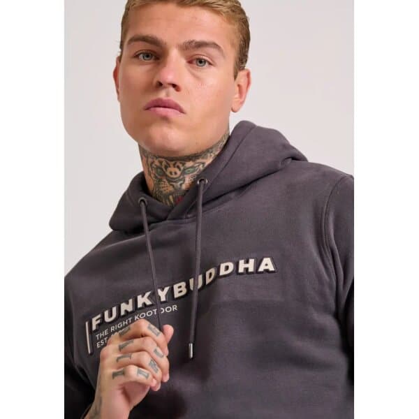 Ανδρική Μπλούζα Φούτερ  FUNKY BUDDHA FBM010-015-06 Ανθρακί - Image 4