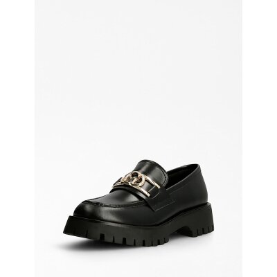Γυναικεία Μοκασίνια ilary γνήσιο δέρμα Μαύρο GUESS FL7ILRLEA14