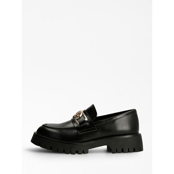 FL7ILRLEA14-BLACK-ALT1 Γυναικεία Μοκασίνια ilary γνήσιο δέρμα  Μαύρο GUESS FL7ILRLEA14 - Image 2