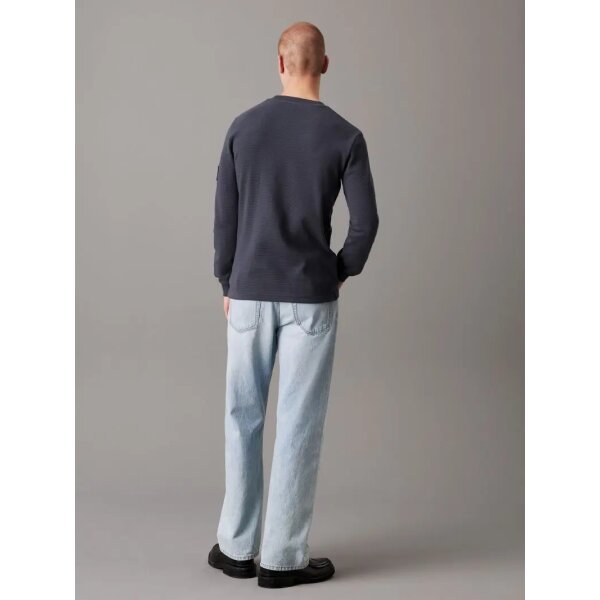 Ανδρική Μπλούζα CALVIN KLEIN J30J323485 BADGE WAFFLE LS Μπλε - Image 3